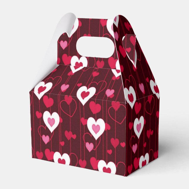 Forever Love Red Hearts Gable Favor Box (Front Side)
