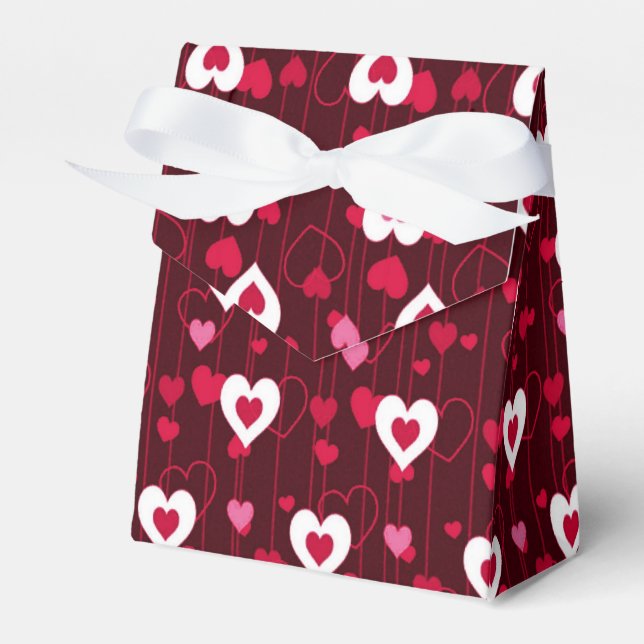 Forever Love Red Hearts Tent Favor Box (Front Side)