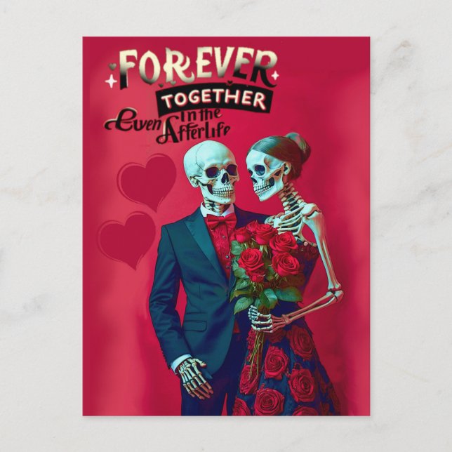 Forever love skeleton couple in love postcard (Front)