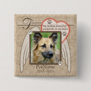 Forever Loved Angel Wings Pet Sympathy Custom 2 Inch Square Button