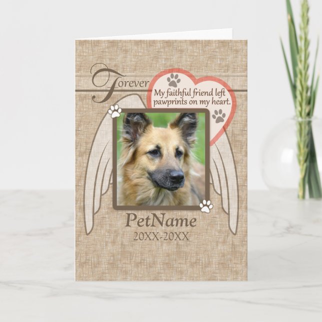 Forever Loved Angel Wings Pet Sympathy Custom Card (Front)