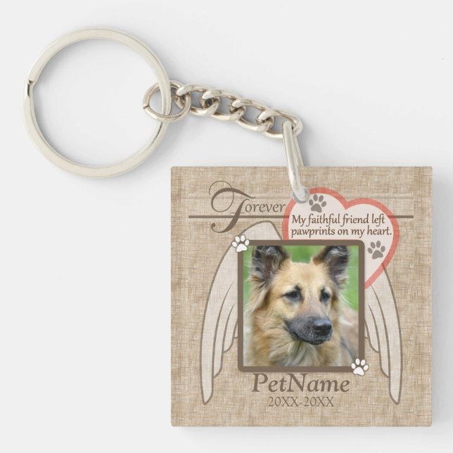 Forever Loved Angel Wings Pet Sympathy Custom Keychain (Front)
