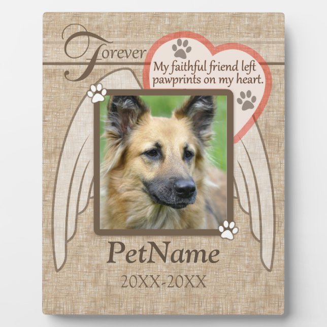 Forever Loved Angel Wings Pet Sympathy Custom Plaque (Front)