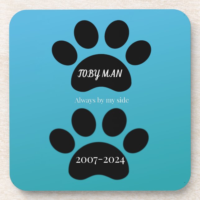 Forever Loved Double Paw Print Design Coaster (Front)