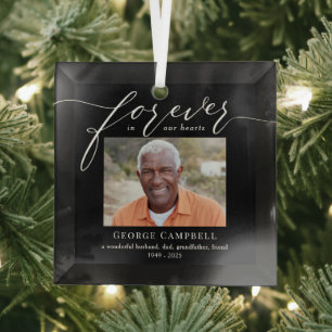 Forever Loved Editable Colour Custom Photo Ornamen Glass Ornament