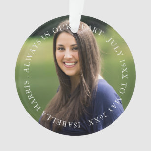 Forever Loved Modern Photo Memorial Tribute Ornament