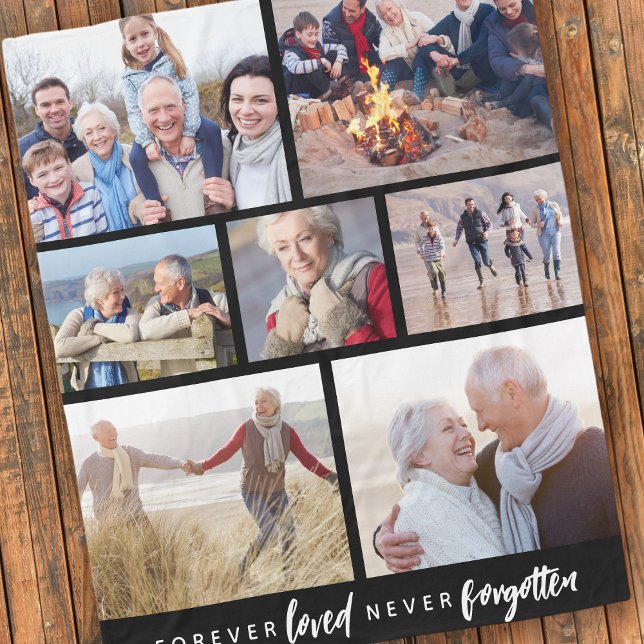 Forever Loved Never Forgotten 7 Photo Memorial Fleece Blanket (Creator Uploaded)