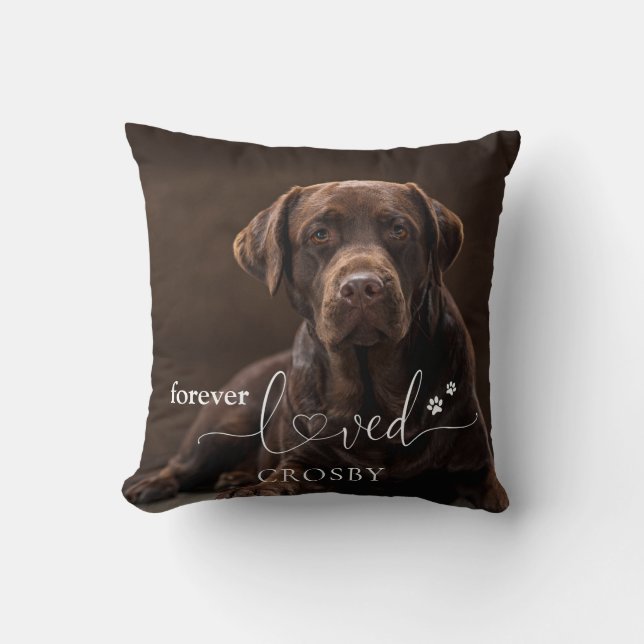 Forever Loved Pet Loss Memorial Throw Pillow (Front)