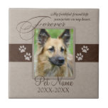 Forever Loved Pet Sympathy Tile<br><div class="desc">My faithful friend left pawprints on my heart. Pet poem that goes for dogs, cats, or any pets with paws. Pay tribute to a loved pet with these personalized memorial gifts keepsakes or offer your condolences with personalized sympathy gifts from Healing Tears to honour a special pet in your life....</div>