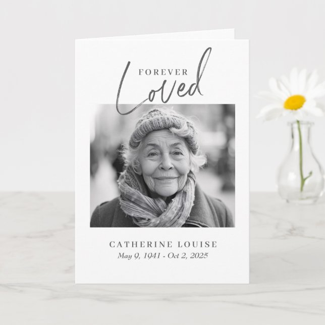 Forever Loved Script Celebration of Life Funeral Card (Small Plant)