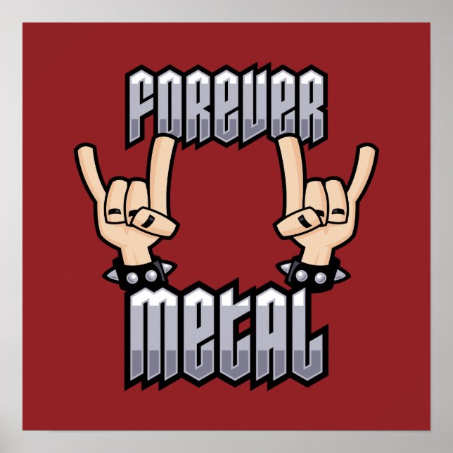 Forever Metal Heavy Metal Devil Horns Hand Signs (Front)