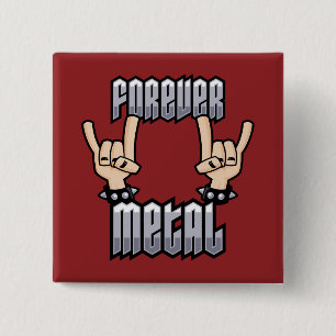 Forever Metal Heavy Metal Devil Horns Hand Signs 2 Inch Square Button