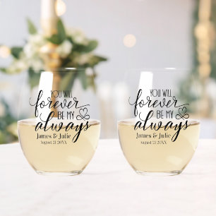 Forever my Always Customizable Wedding Stemless Wine Glass