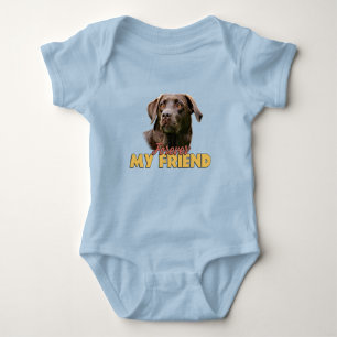 Forever My Friend Chocolate Labrador Dog Design Baby Bodysuit