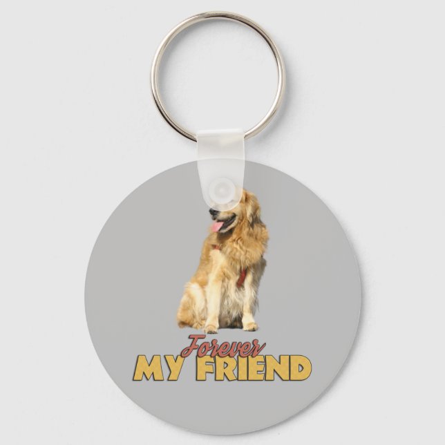 Forever My Friend Golden Retriever Dog Design Keychain (Front)