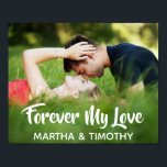 Forever My Love Casual Script Personalized Photo Poster<br><div class="desc">Celebrate your love with a trendy typography photo poster. Modern and stylish, this custom design features an editable text field containing "Forever My Love" in casual script lettering, an editable text field for the couple's names in elegant sans serif, and a template for a full bleed photo. Easily personalize this...</div>