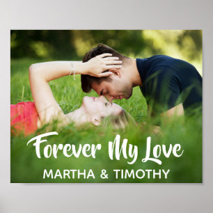 Forever My Love Casual Script Personalized Photo Poster