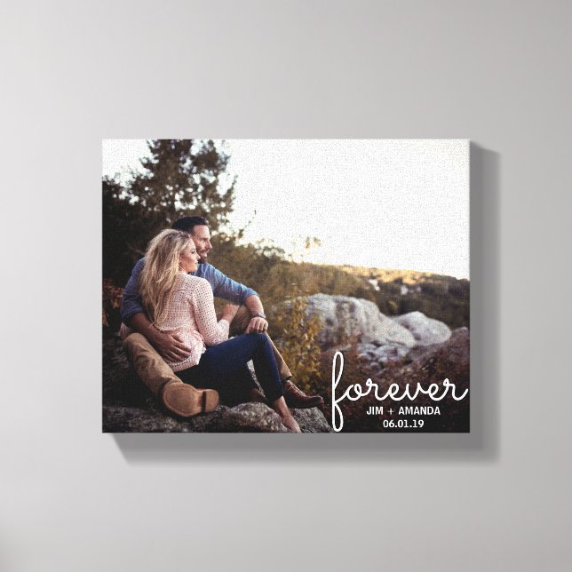 Forever Names Engagement Wedding Date Canvas Print (Front)