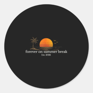 Forever on summer break est 2026 retro beach classic round sticker
