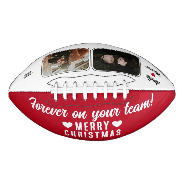 Forever on your team Heart 2 Photo Merry Christmas Football (Front)