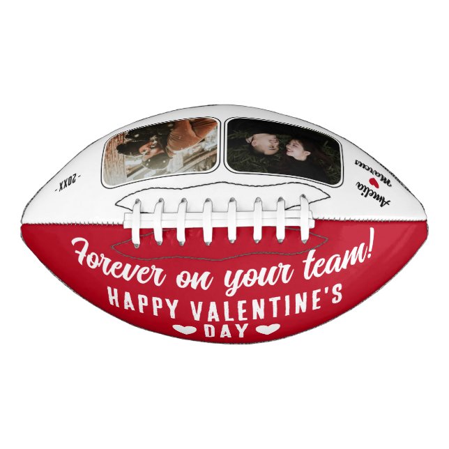 Forever on your team Heart 2 Photo Valentine's  Football (Front)