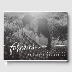 Forever Overlay White Script Photo Wedding Guest Book