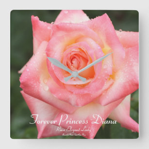 Forever Princess Diana：Rosa Elegant Lady Square Wall Clock