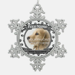 Forever Remembered Dog or Cat Memorial Snowflake Pewter Christmas Ornament