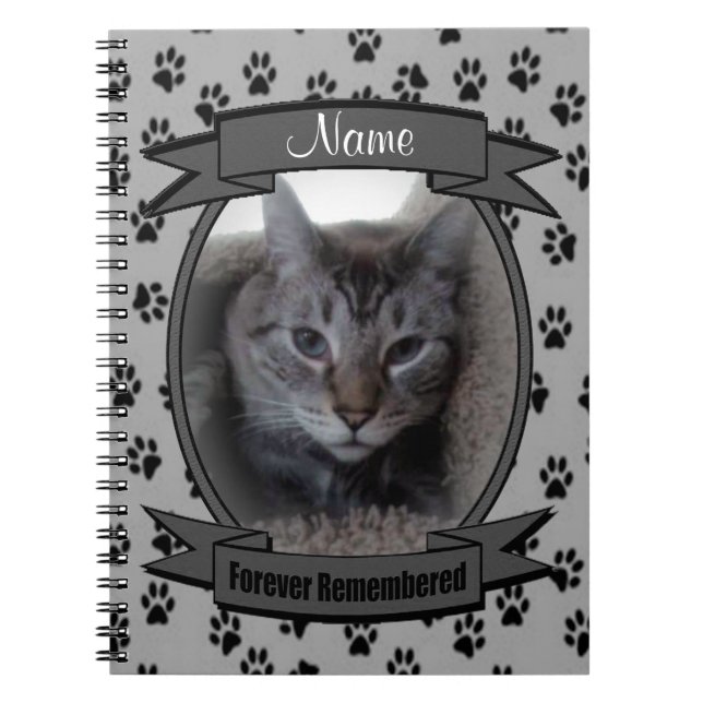Forever Remembered Pet Loss - Dog or Cat - Gray Notebook (Front)
