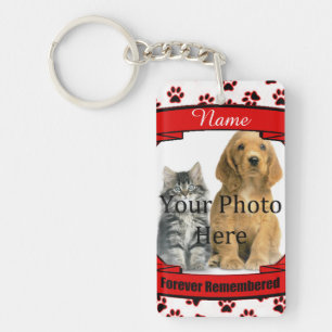 Forever Remembered - Red Paw Prints Pet Loss Keychain