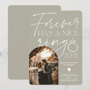 Forever ring photo arch green grey engagement announcement