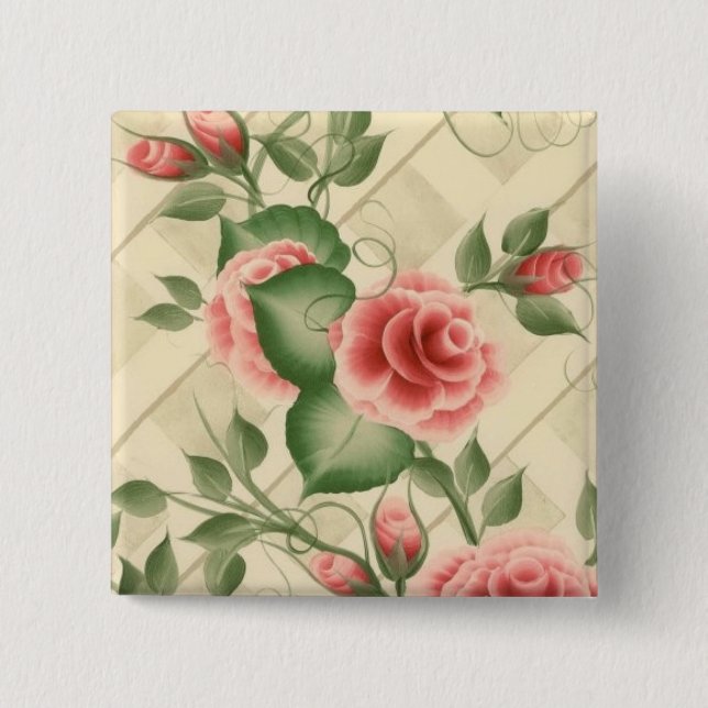 Forever Roses 2 Inch Square Button (Front)