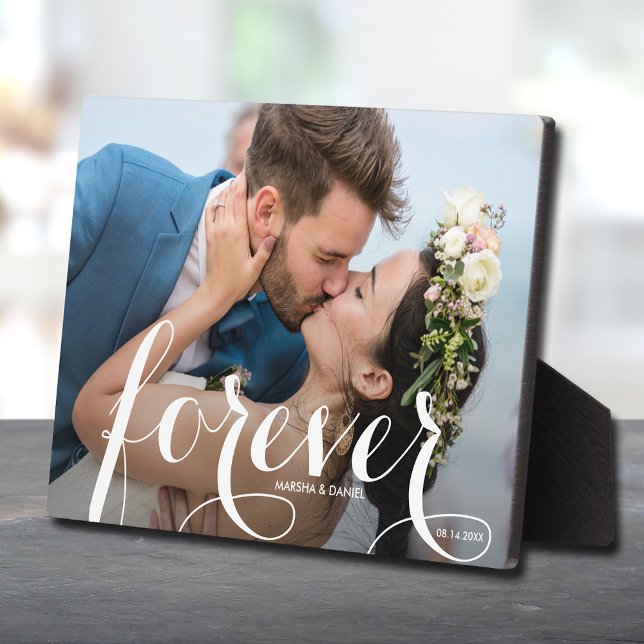 FOREVER Script Easel Back Photo Frameless Plaque (Creator Uploaded)