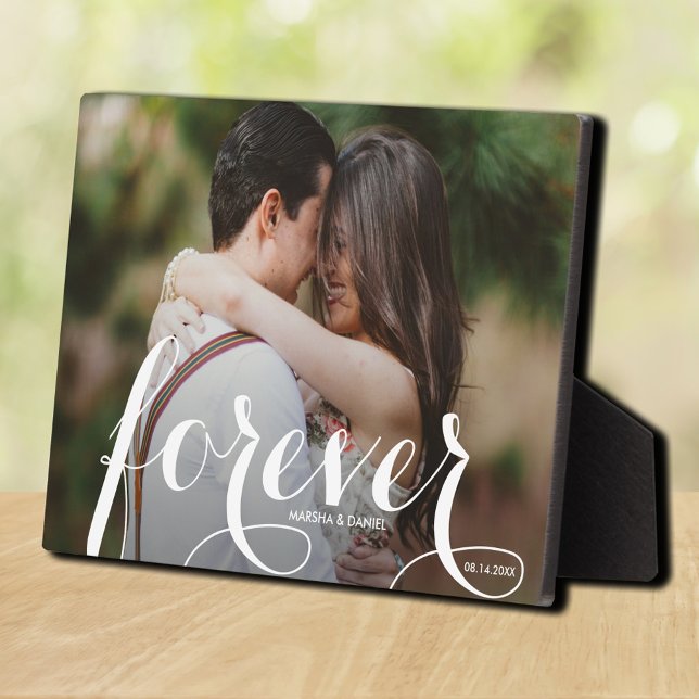 FOREVER Script Easel Back Photo Frameless Plaque (Creator Uploaded)