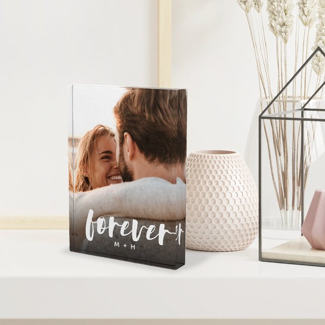 Forever Script Overlay Personalized Couples Photo Block (Creator Uploaded)
