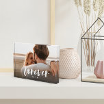 Forever Script Overlay Personalized Couples Photo Block<br><div class="desc">Create a sweet keepsake of your wedding,  engagement,  anniversary,  honeymoon or special moment with this uniquely shaped custom acrylic block that's perfect for couples. Add a favourite photo,  with "forever" overlaid in casual brush script hand lettering,  and your initials beneath.</div>