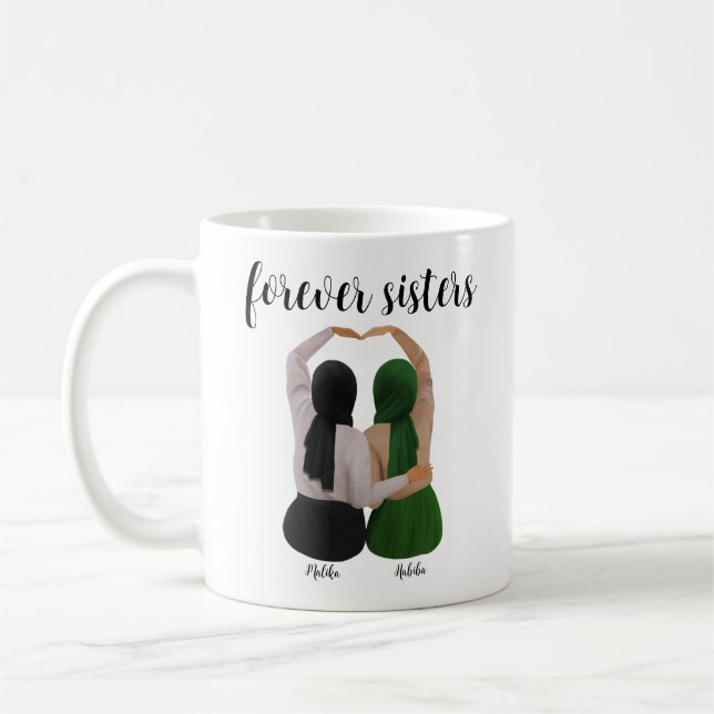 Forever Sisters Personalized Hijabi Gift Coffee Mug (Left)