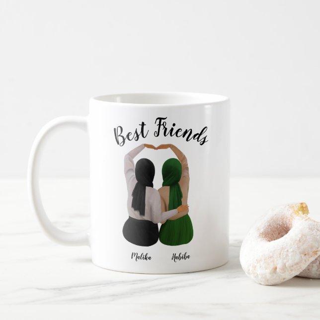 Forever Sisters Personalized Hijabi Gift Coffee Mug (With Donut)