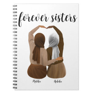 Forever Sisters Personalized Hijabi Gift Notebook