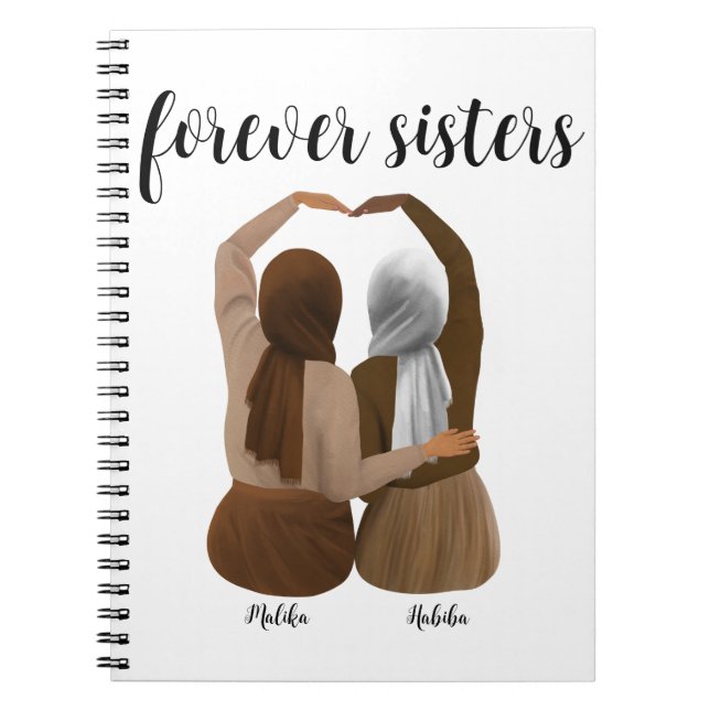 Forever Sisters Personalized Hijabi Gift Notebook (Front)