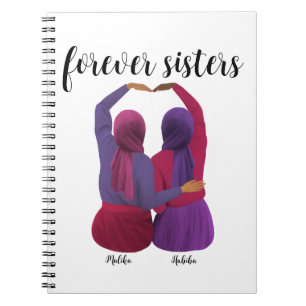 Forever Sisters Personalized Hijabi Gift Notebook