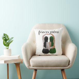 Forever Sisters Personalized Hijabi Gift Throw Pillow