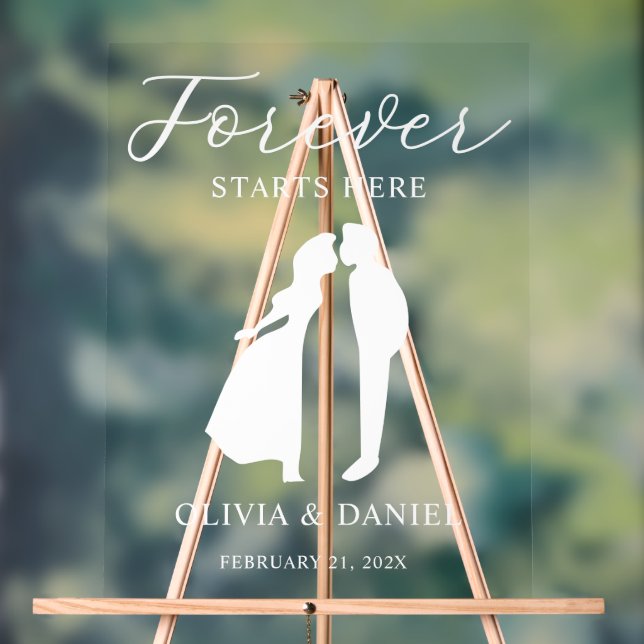 Forever Starts Here Elegant Script Wedding Welcome (Neutre)