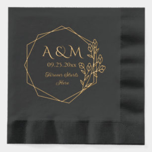 Forever Starts Here Monogram Wedding Foil Napkins