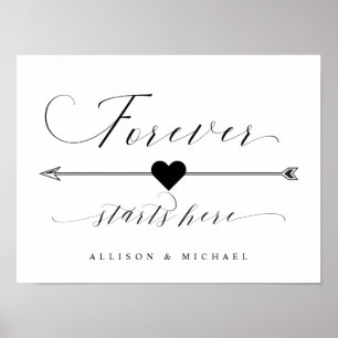 Forever Starts Here Script Directional Arrow Sign