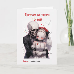 Forever Stitched to You Skeleton Couple Valentine  Card