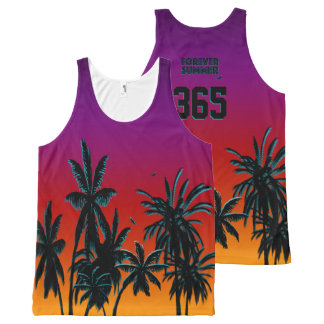 Forever Summer 365 Tahiti Sunset Black Palms All-Over-Print Tank Top