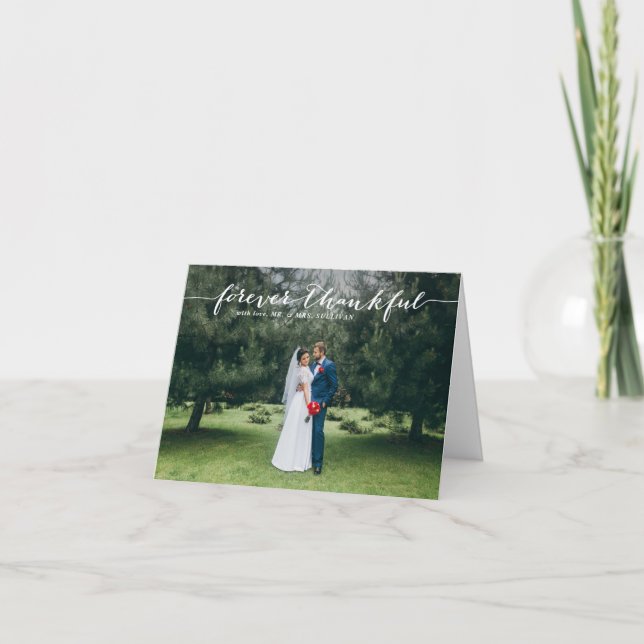 Forever Thankful Hand Lettered Wedding Thank You (Front)