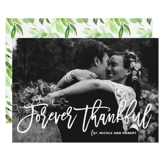 Forever Thankful Hand Lettered Wedding Thank You Card