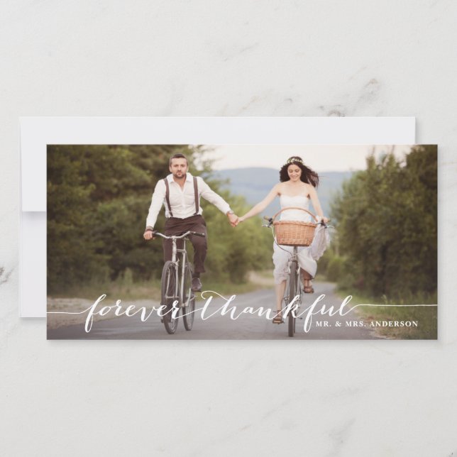 Forever Thankful Handwritten Thank You Photo Card (Front)